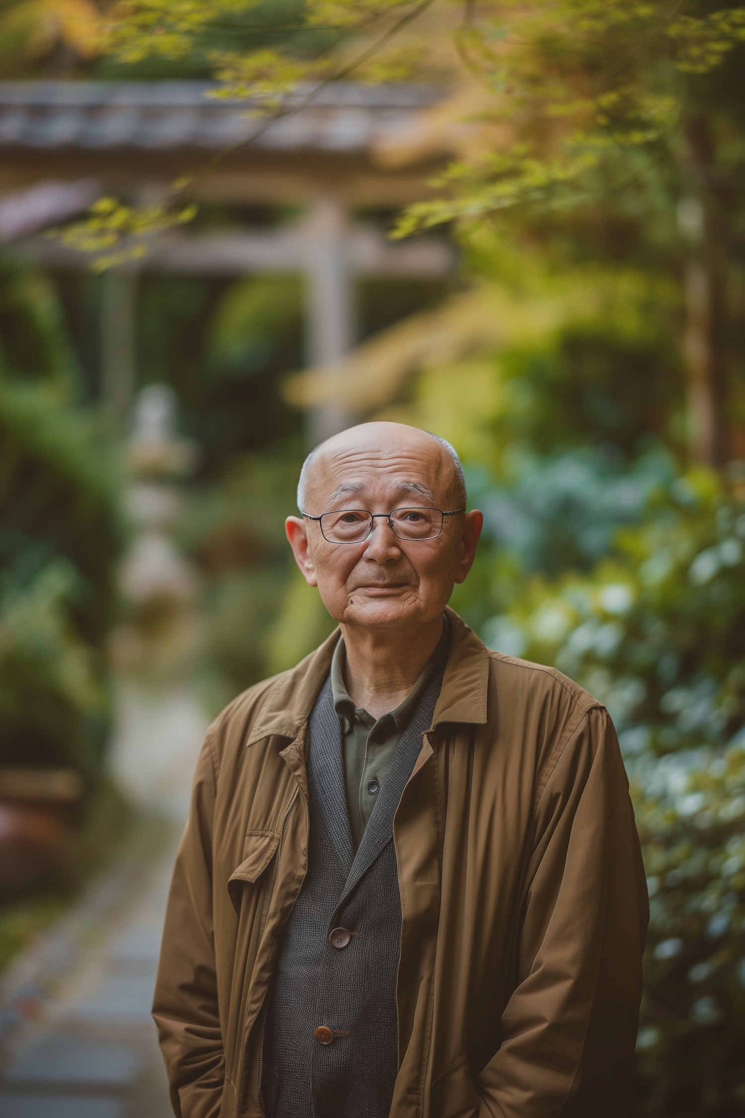 Serene Elderly Man in Garden