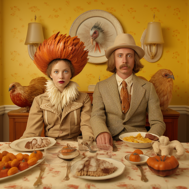 The Avian Dinner: A Surreal Retro Tableau