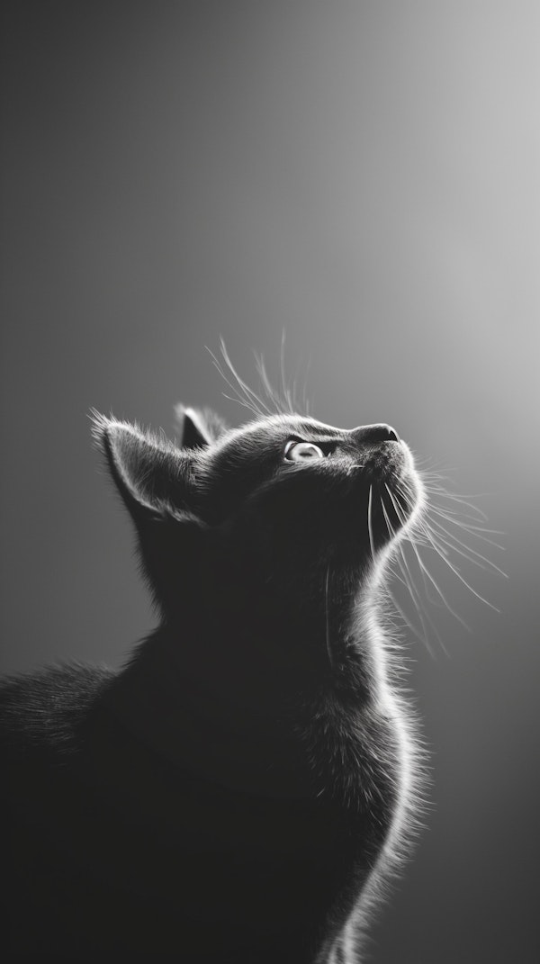Dramatic Monochromatic Cat Portrait