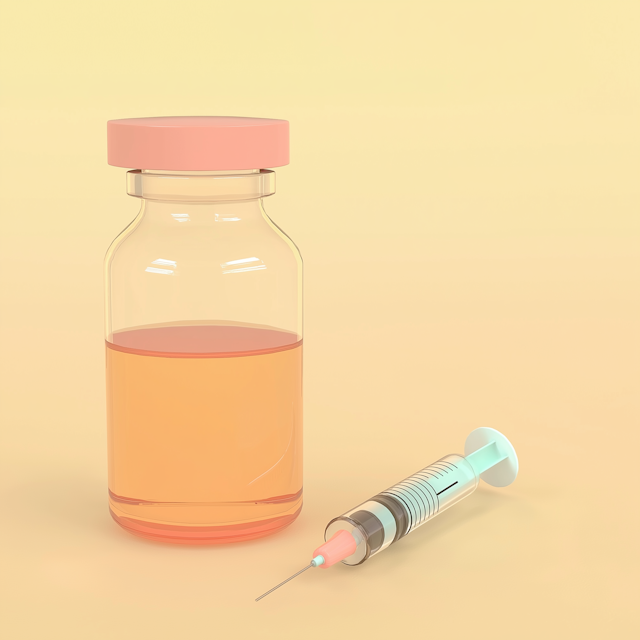 Vial and Syringe on Pastel Background