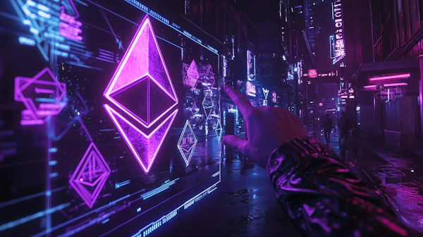 Futuristic Neon Cityscape with Ethereum Symbol
