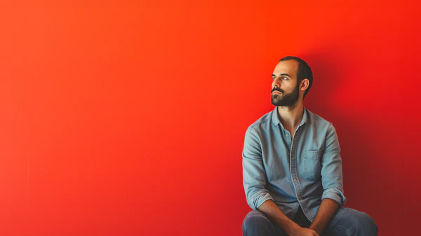 Contemplative Man in Red