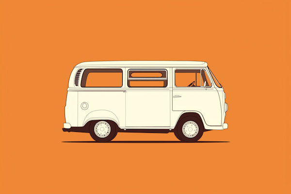 Minimalist Volkswagen Type 2 Bus Illustration