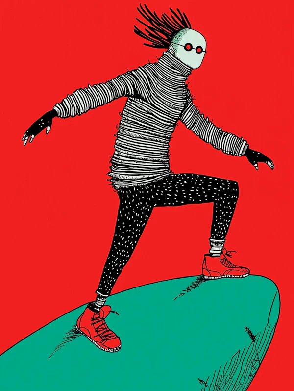 Stylized Figure in Striped Outfit