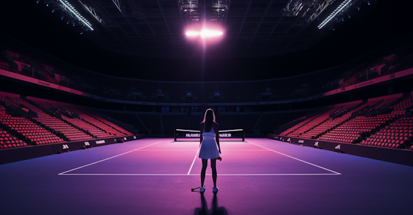 Solitude in Spotlight: Anticipation on the Purple Court