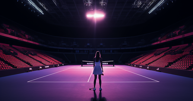 Solitude in Spotlight: Anticipation on the Purple Court