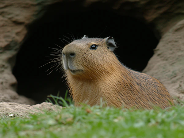 Capybara Near Burrow