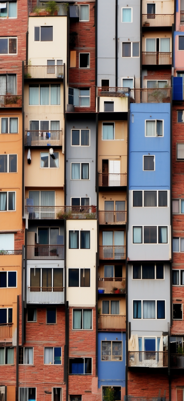 Kaleidoscopic Urban Quilt: A Tapestry of Balconies