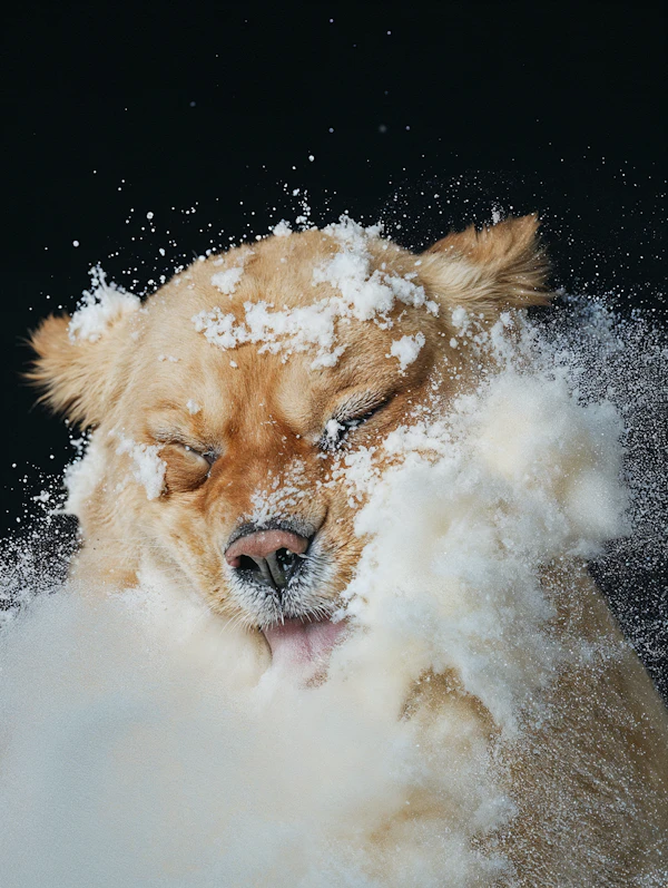 Golden Dog in Snow