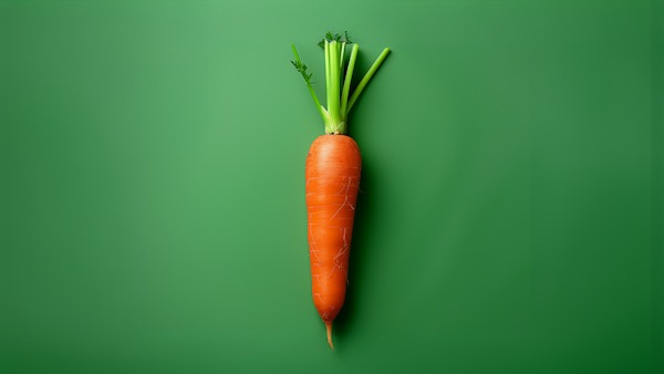 Vibrant Orange Carrot on Green Background