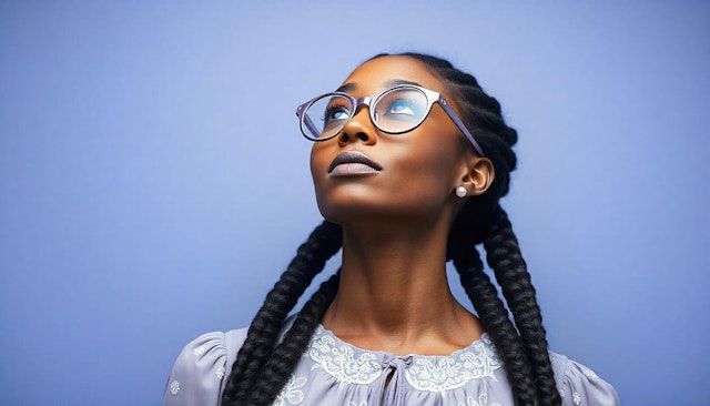 Contemplative Woman with Braided Hair