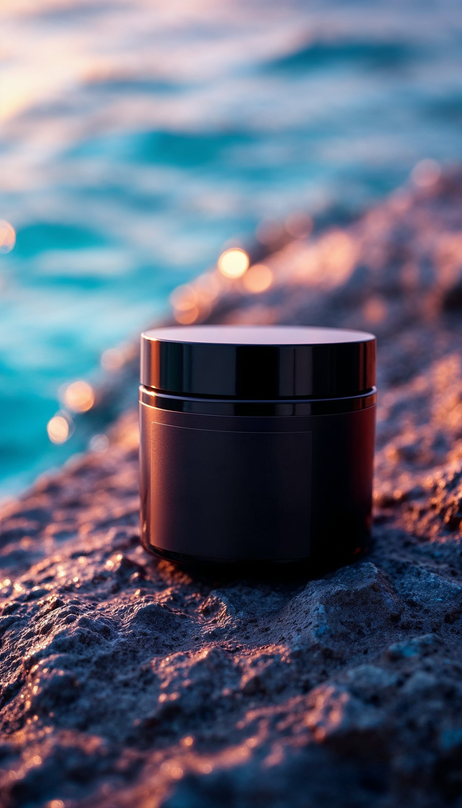 Elegant Container on Rocky Shore