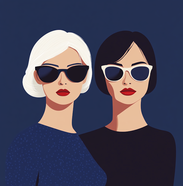 Stylized Illustration of Two Women