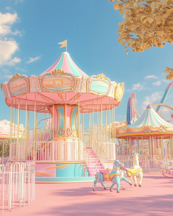 Pastel Carousel Scene