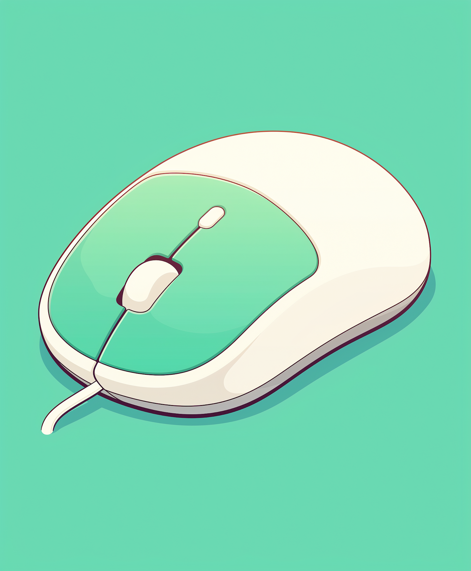 Retro Computer Mouse on Teal Background