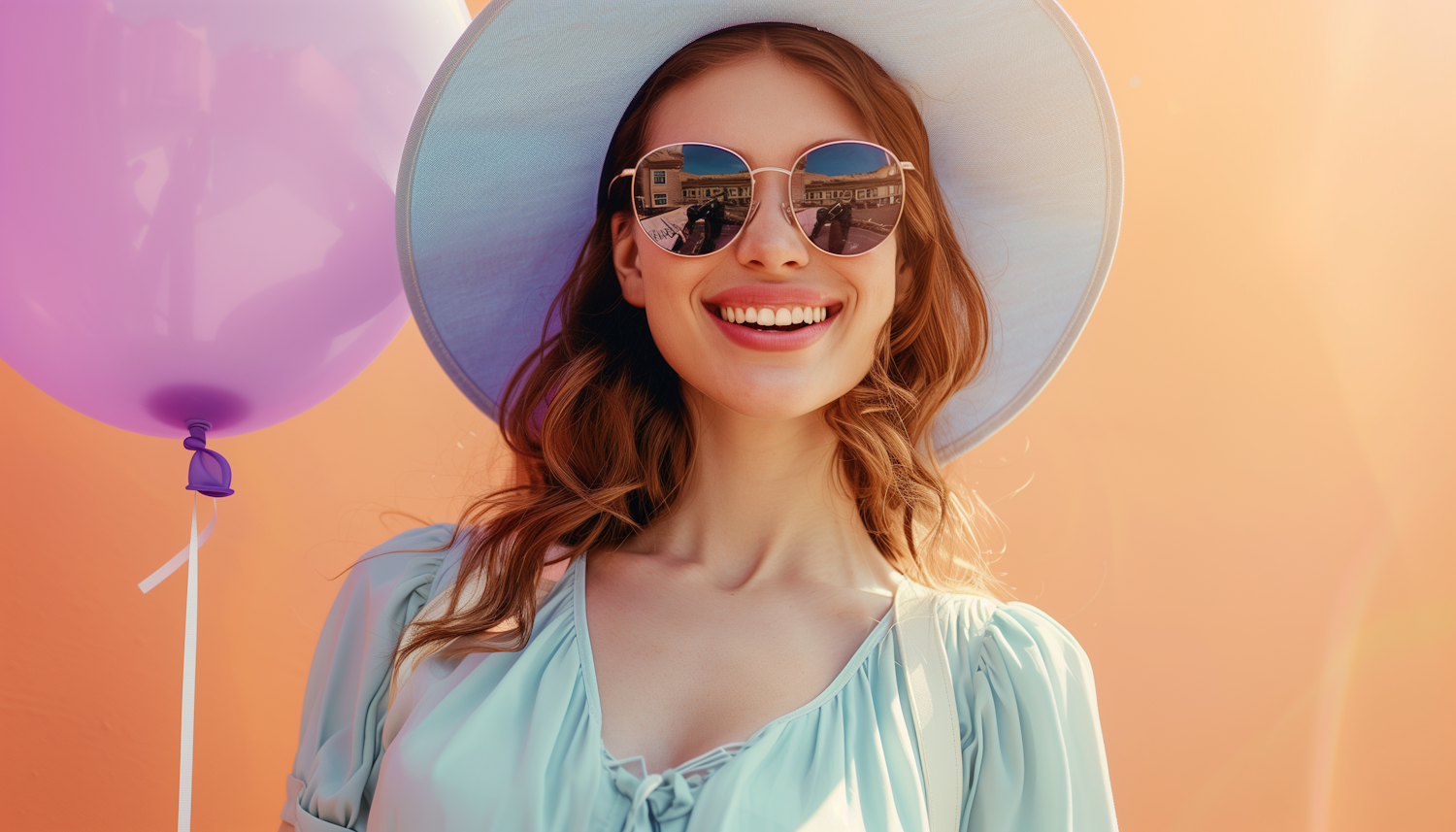 Joyful Young Woman with Balloon