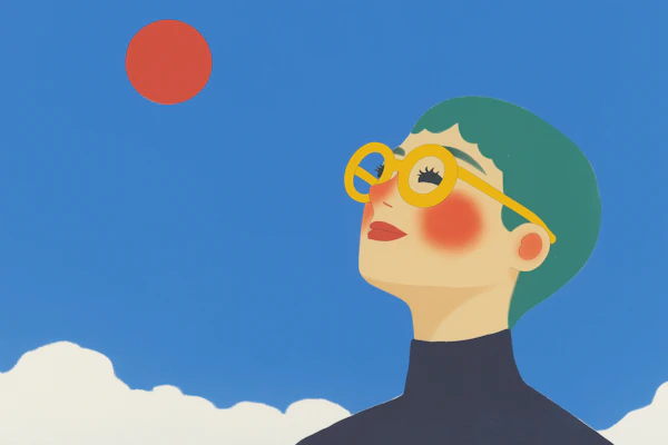 Stylized Person Gazing Upward