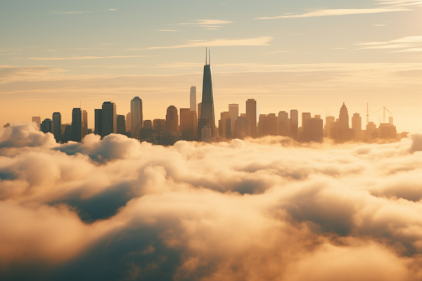 Ethereal Cityscape at Golden Hour