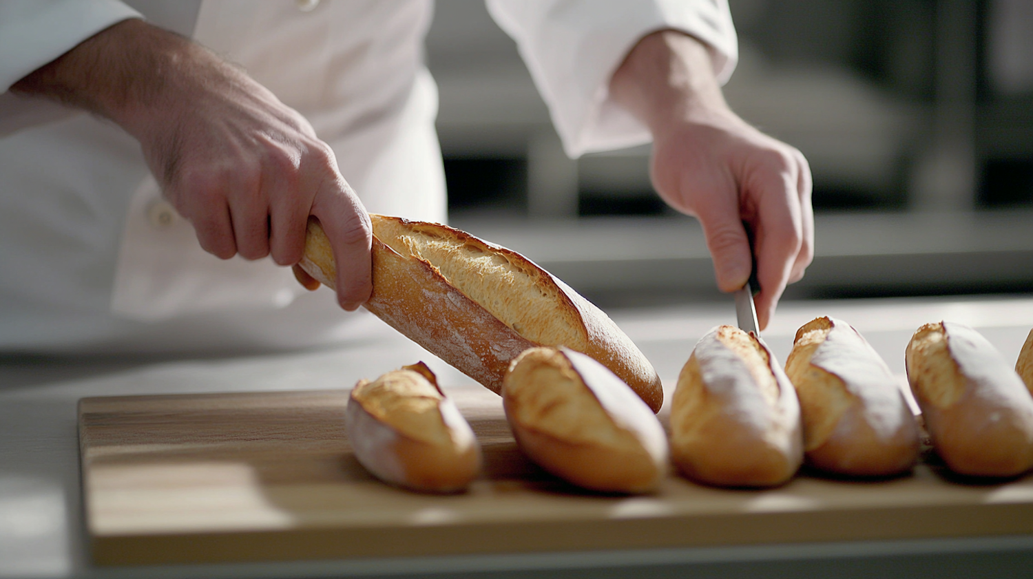 Chef Slicing Baguette