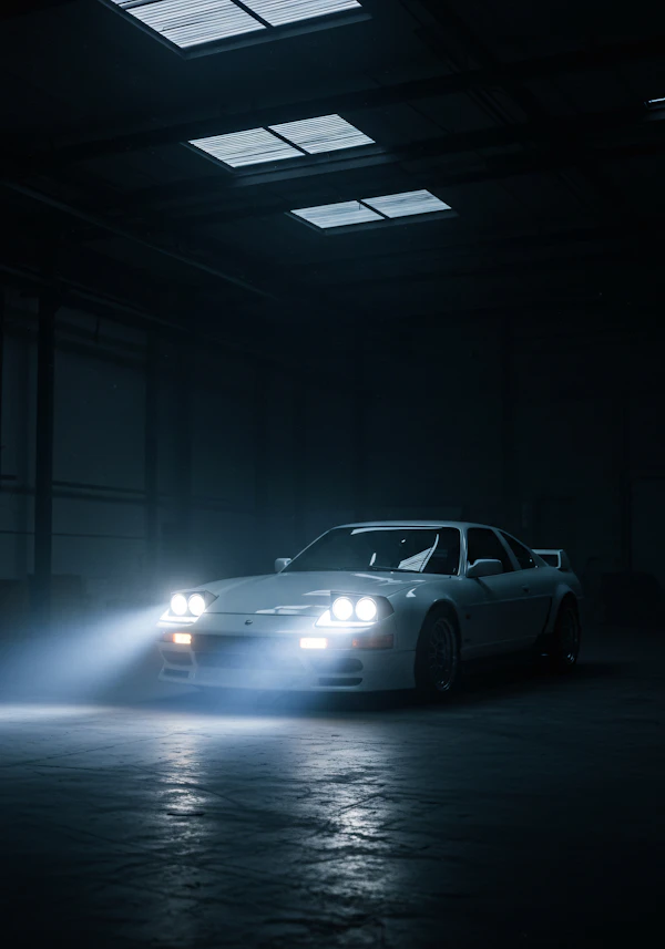 White Sports Car Display