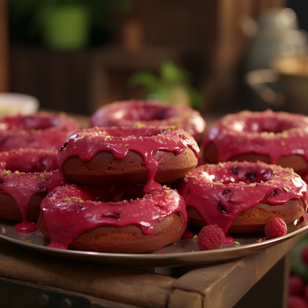 Warm Raspberry Bliss Donuts with Zesty Nut Crumble