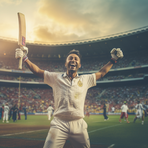 Triumphant South Asian Cricketer Celebrating Victory