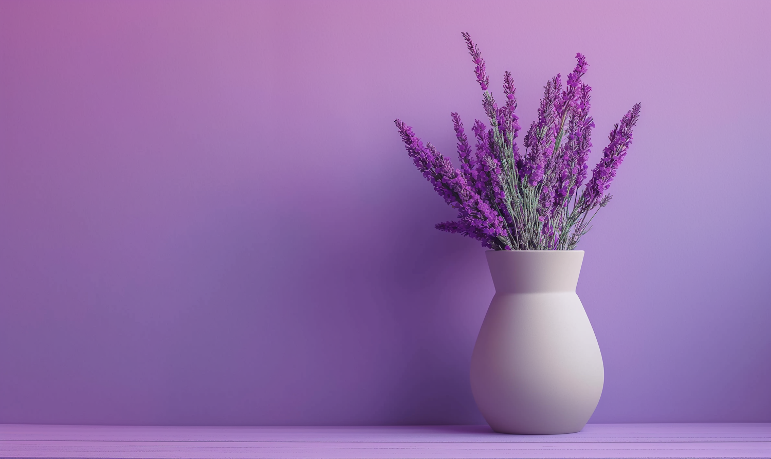 Purple Lavender in White Vase