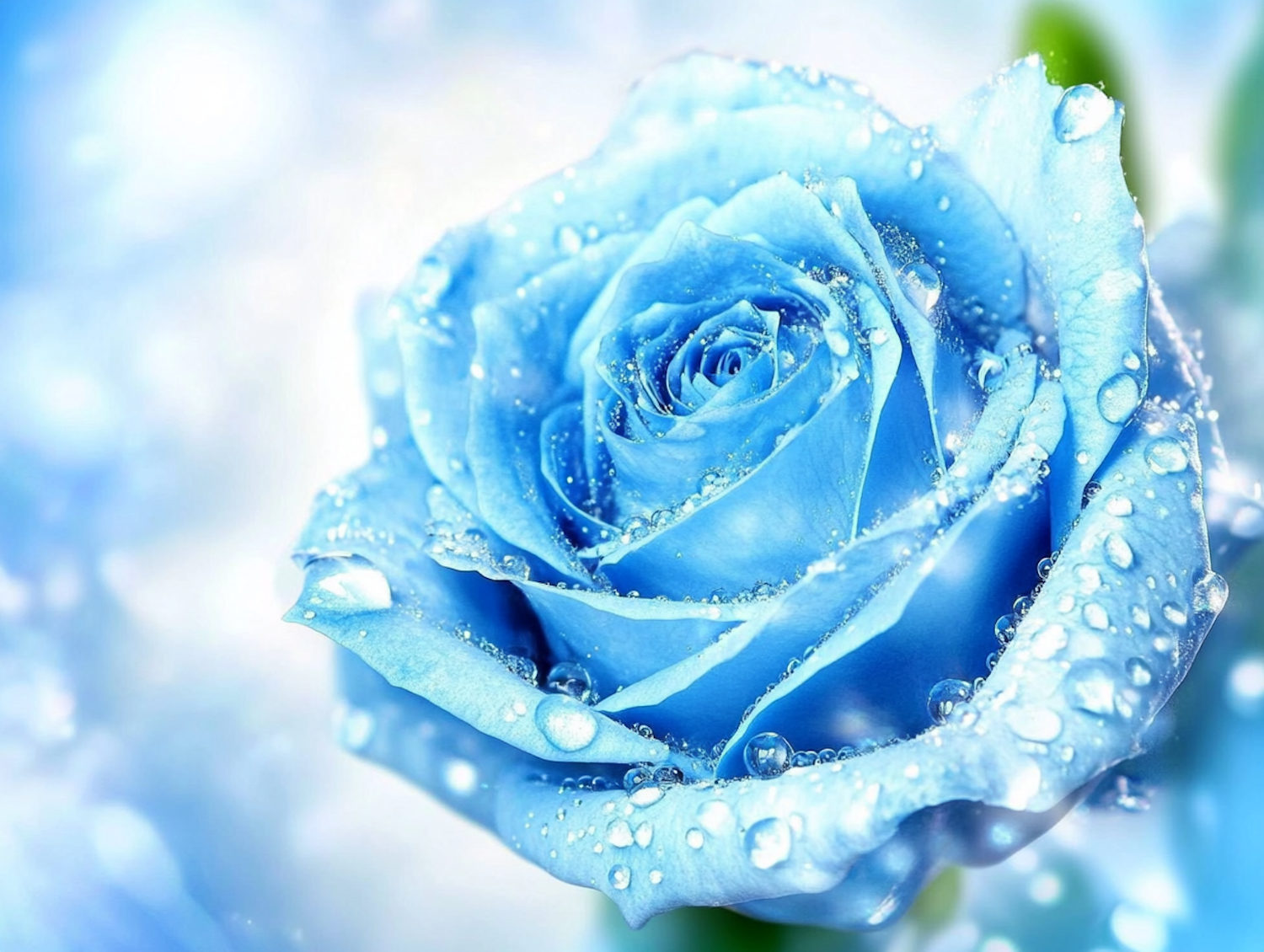 Close-up of Blue Rose with Water Droplets