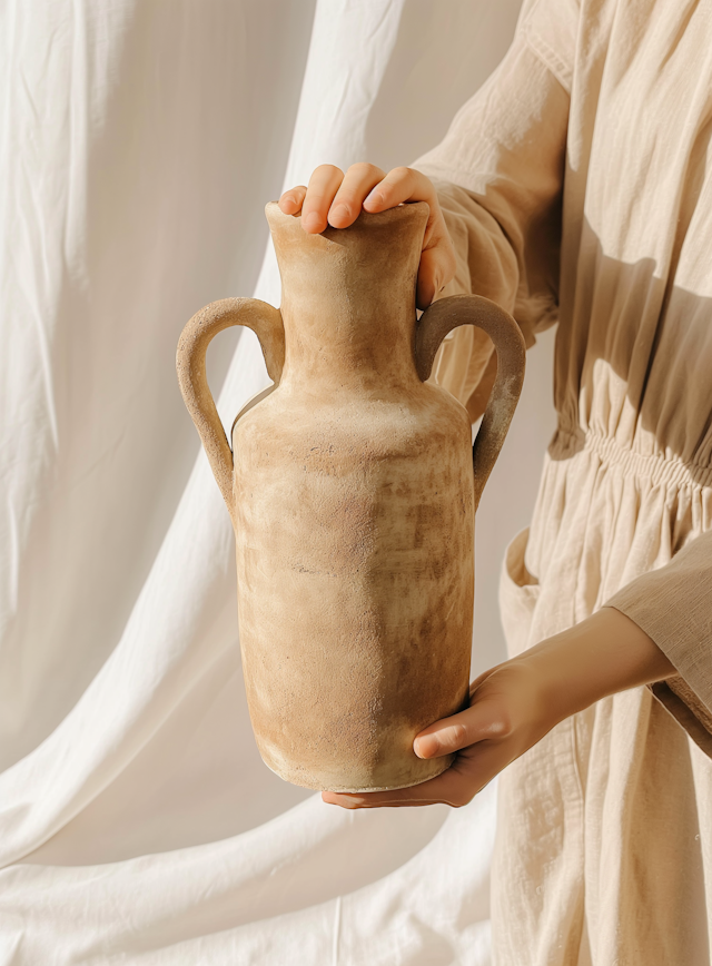 Person Holding Clay Vase