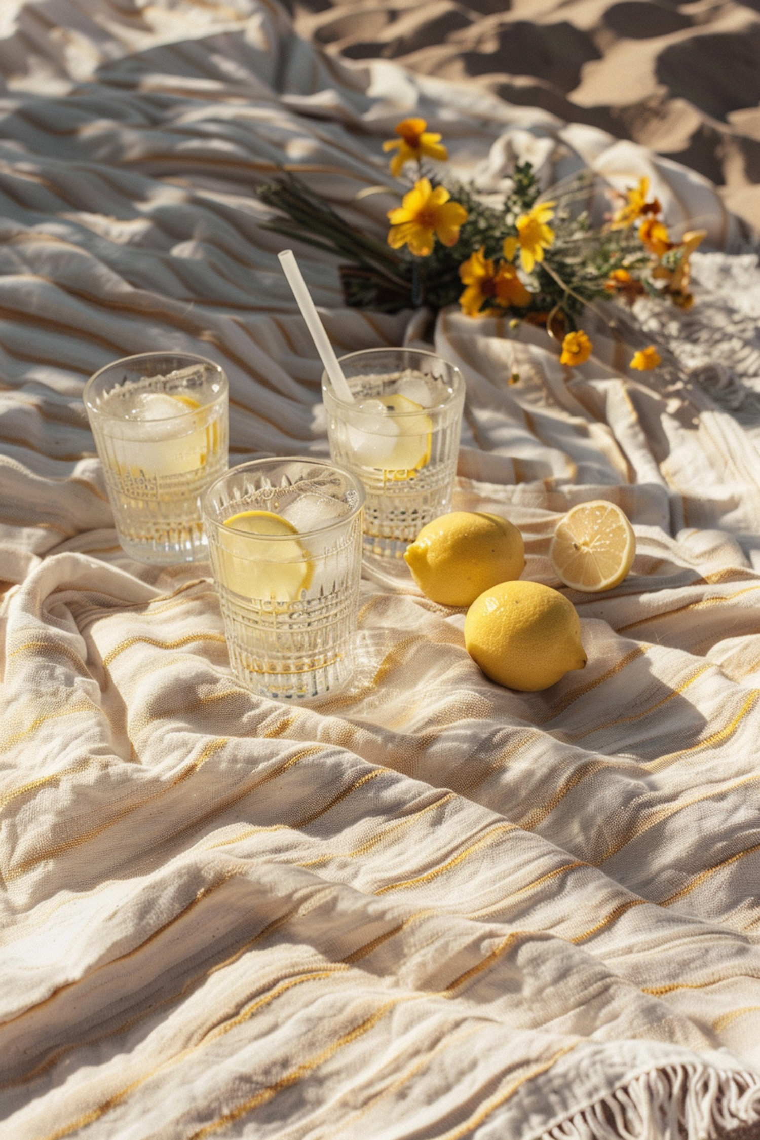 Summery Beach Picnic with Lemonade
