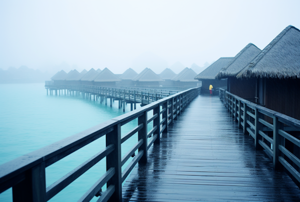 Solitude in Serenity: Overcast Morning at the Tropical Overwater Retreat