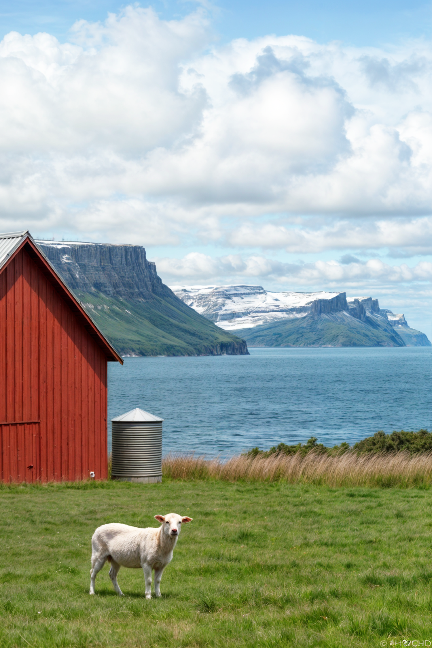 Serene Coastal Barn Landscape