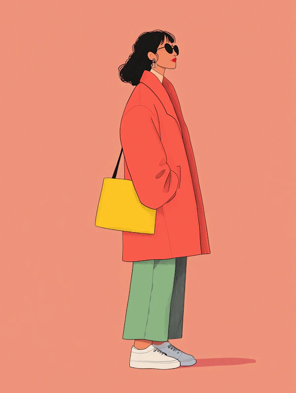 Stylish Woman Walking Illustration