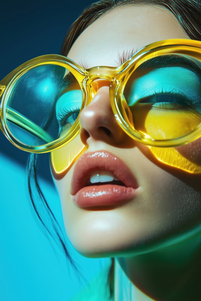 Close-up Portrait with Yellow Sunglasses