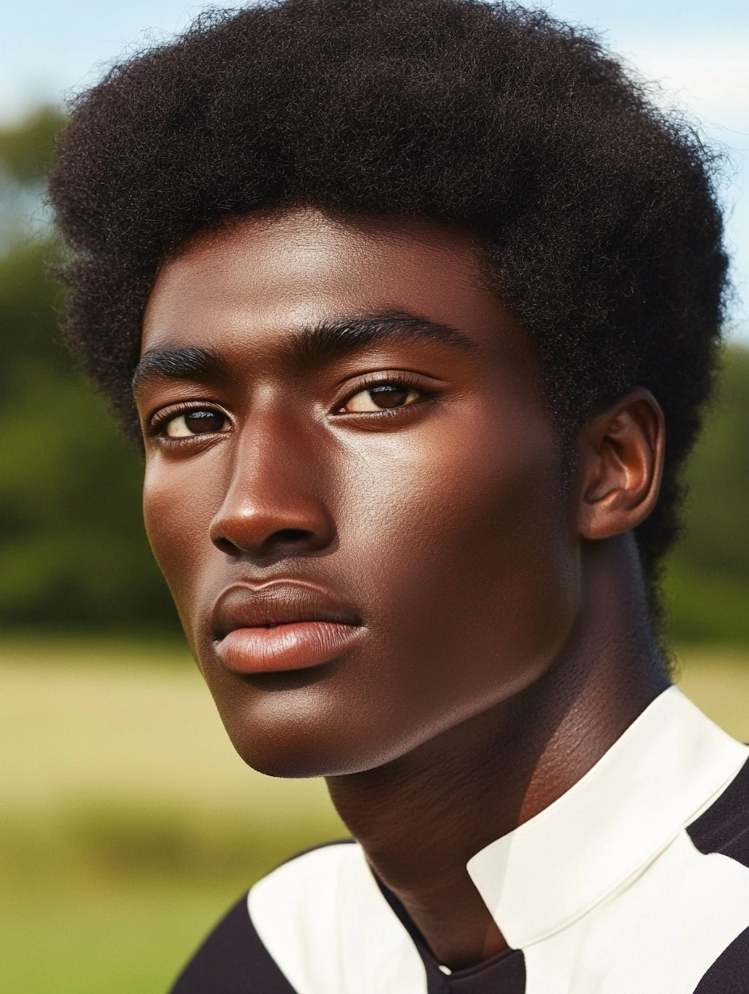 Serene Portrait with Afro