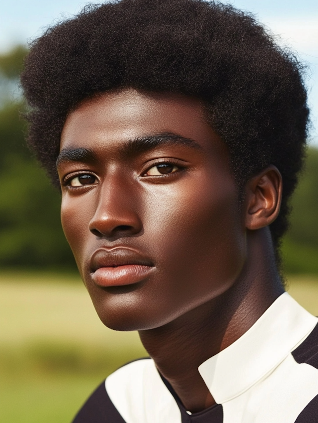 Serene Portrait with Afro