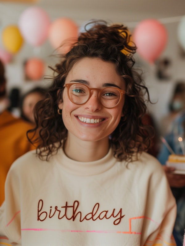 Joyful Woman Celebrating Birthday