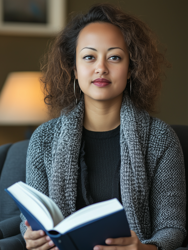 Woman Reading in Cozy Atmosphere