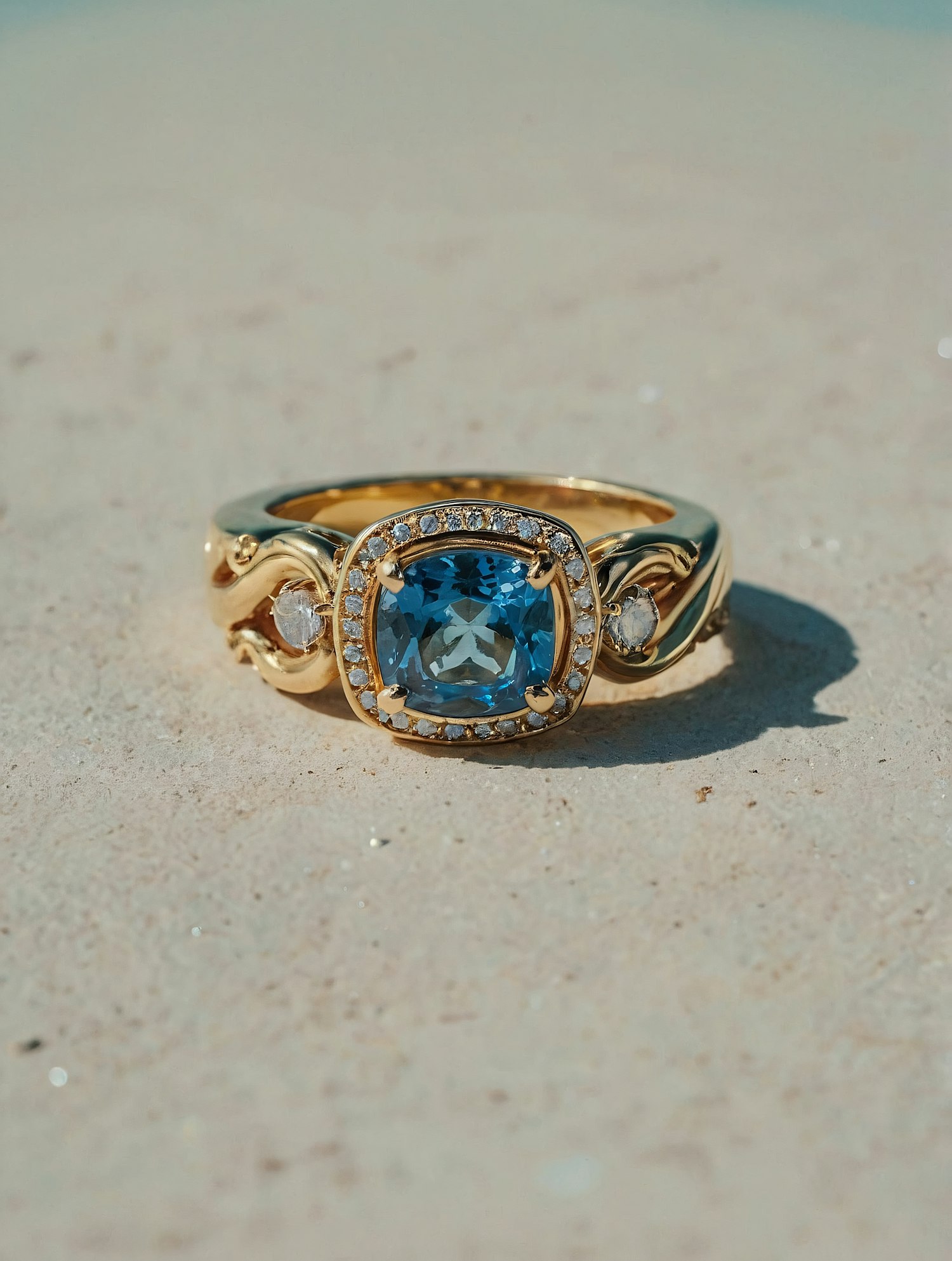 Gold Ring with Blue Gemstone