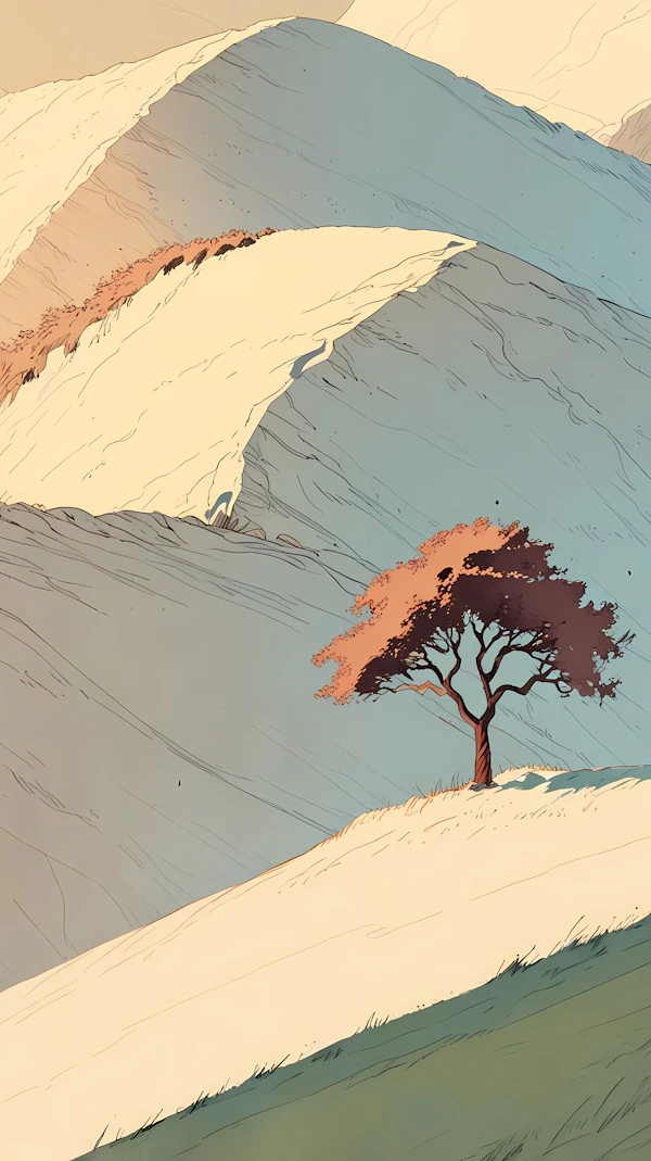 Solitary Tree in Hills