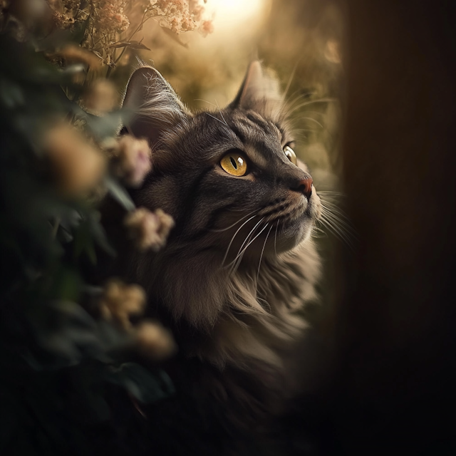 Contemplative Cat with Golden Eyes