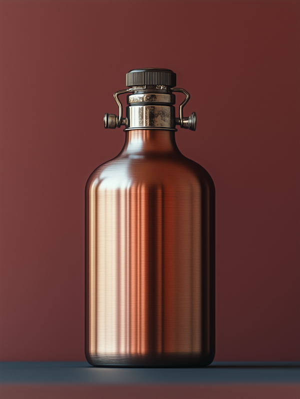 Reflective Copper Bottle on Dark Pink Backdrop