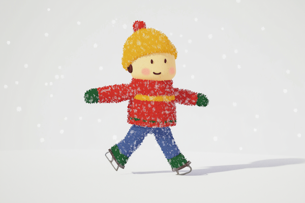 Cheerful Child Ice Skating