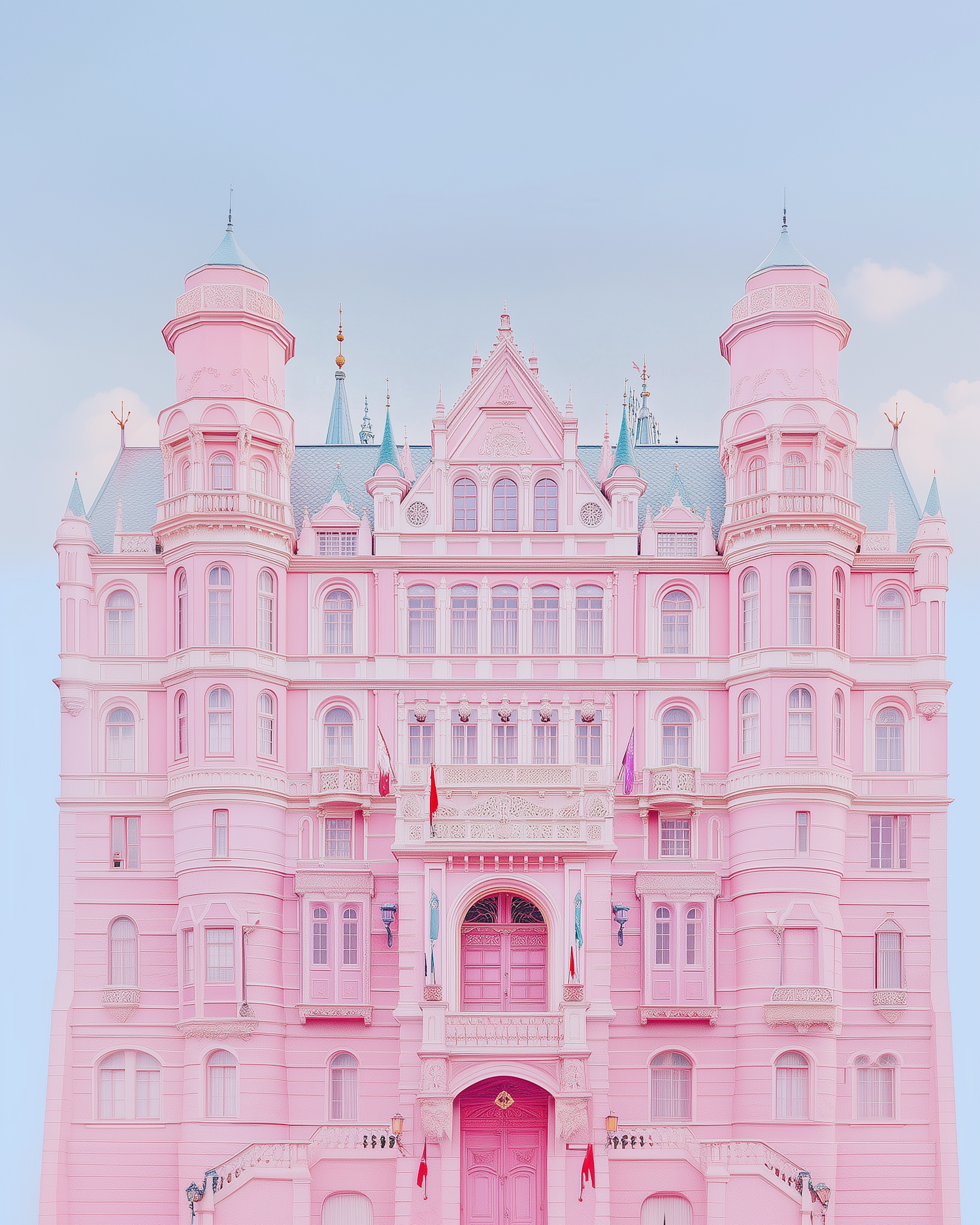 Ornate Pink Facade Building