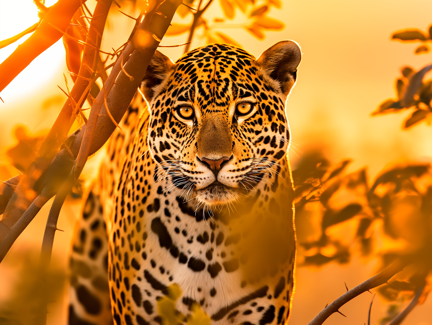 Leopard's Gaze at Sunrise