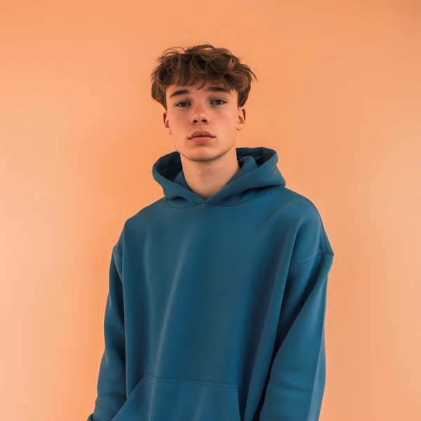 Young Person in Teal Hoodie