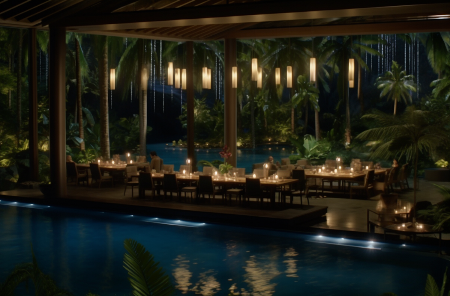 Candlelit Elegance at Twilight Poolside