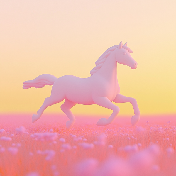 Stylized Horse in Dreamlike Field