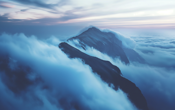 Mountain Peaks Amidst Cloud Sea