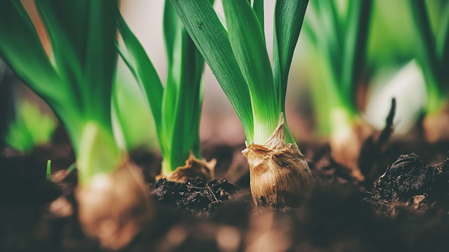 Sprouting Bulbs in Soil